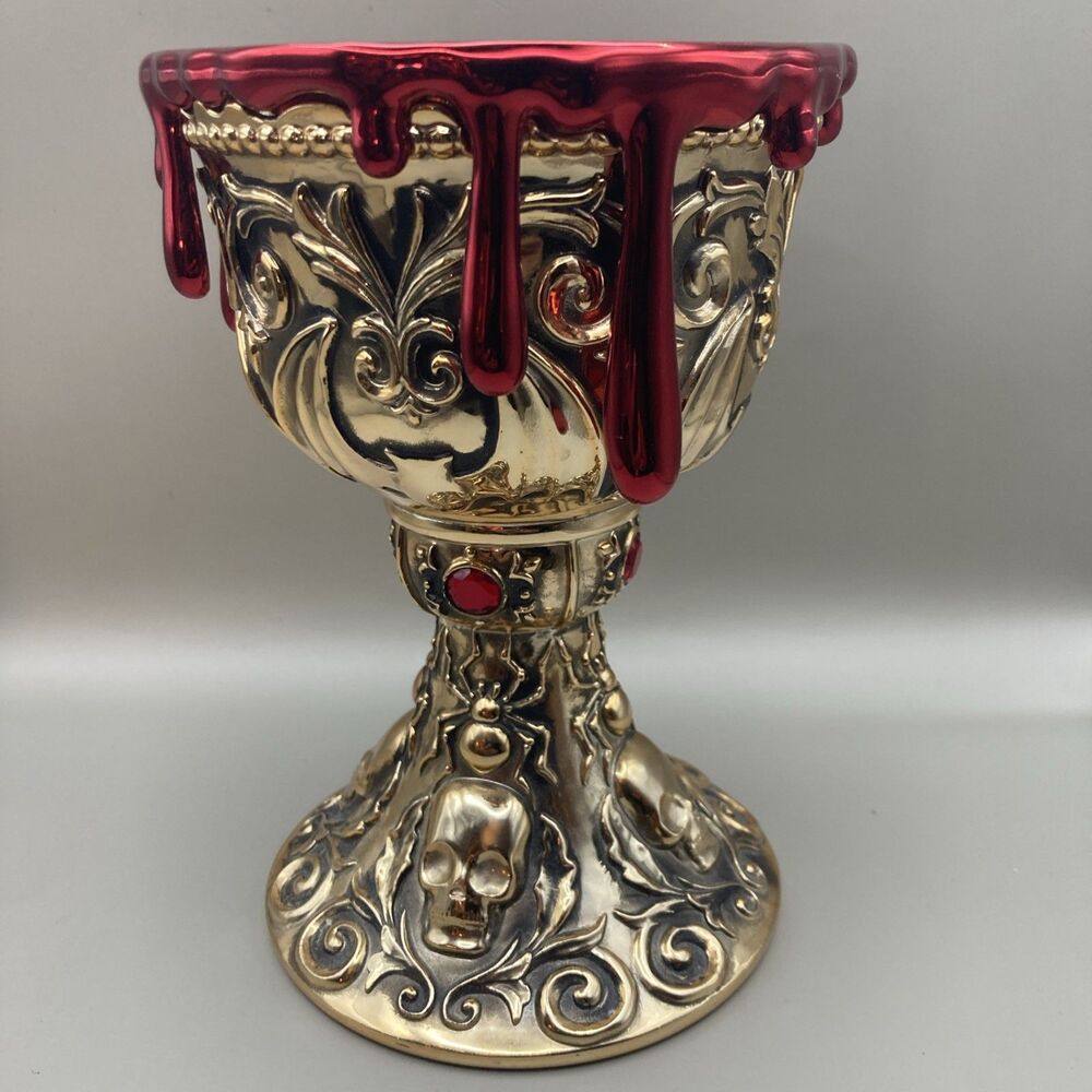 Bath and Body Works Gold Blood Drip Chalice 3 Wick Halloween Candle Holder 2023 - Picture 9 of 9